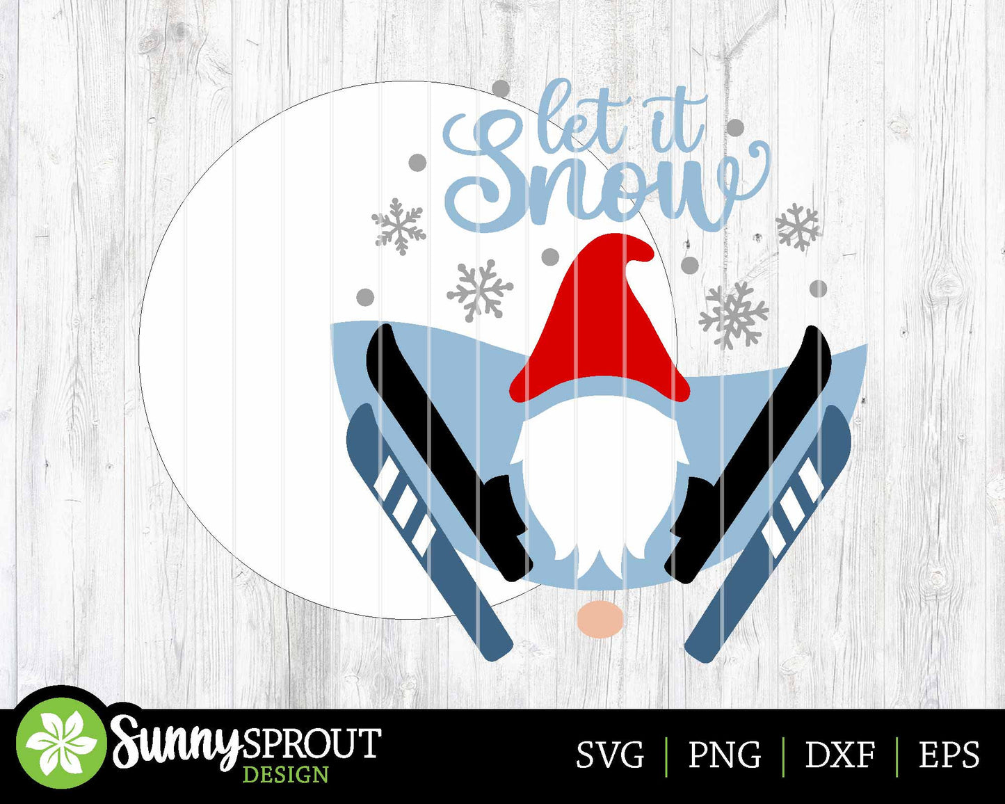 Let It Snow Ski Gnome, Round door hanger svg, Glowforge laser cut file, Cricut, Ski lodge sign svg, Winter decor