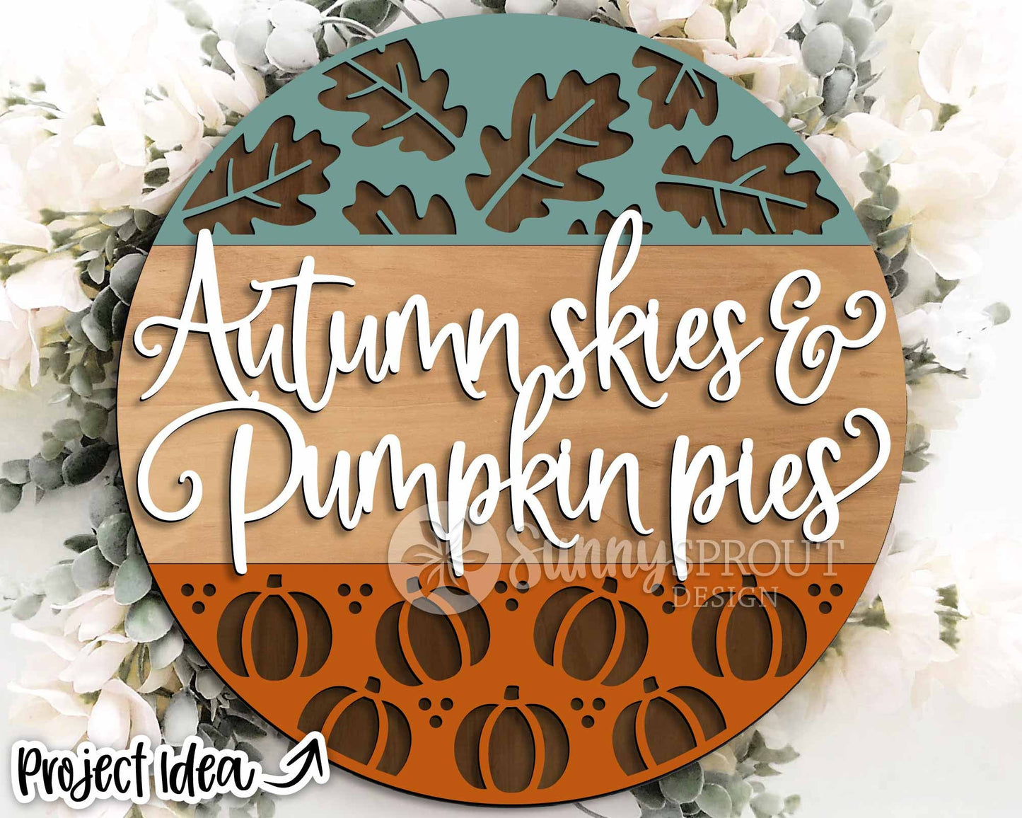 Fall Laser Sign Bundle 5, Round door hanger, Glowforge laser file, Cricut, Autumn welcome sign svg, Hello Fall pumpkin svg