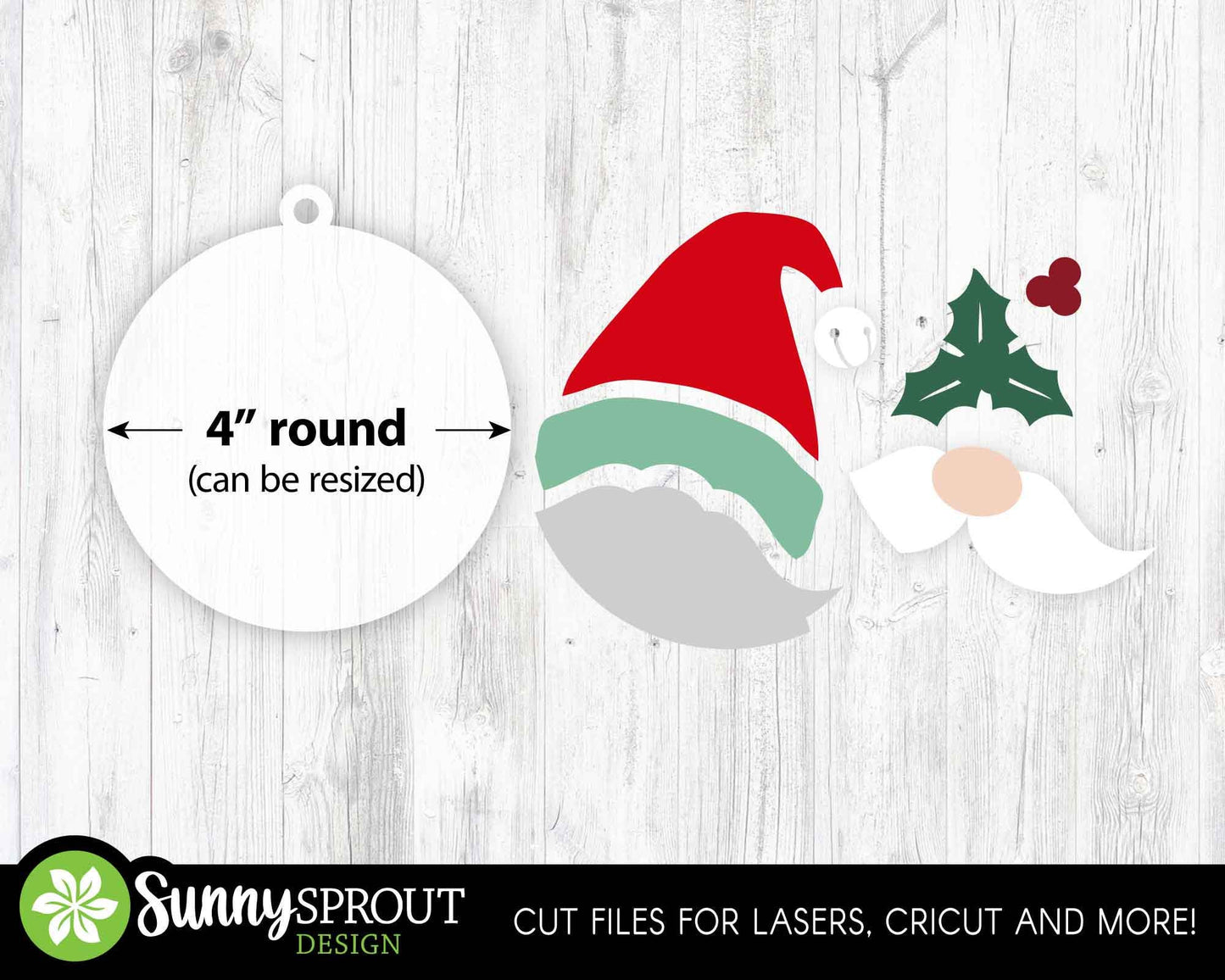 Christmas Ornament Bundle, Digital download, SVG laser cut file, Cricut, Santa snowman reindeer design