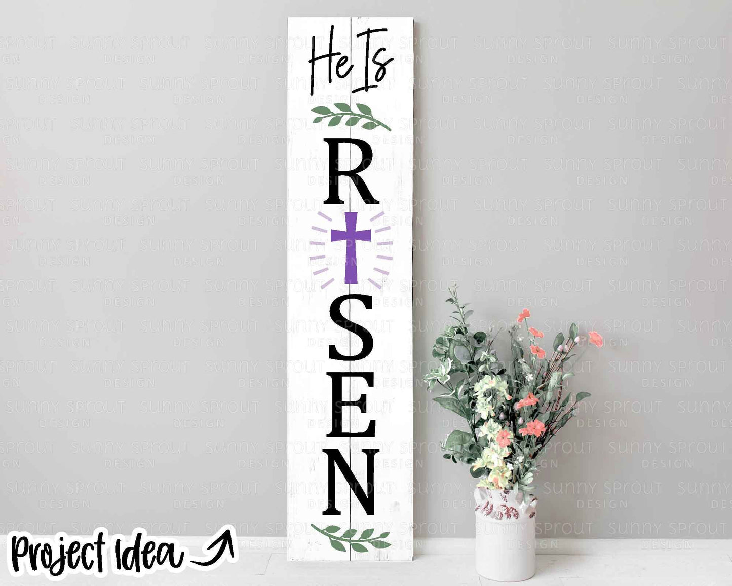He Is Risen Cross Porch Sign, Digital download, SVG Cricut cut file, Silhouette, Christian Easter decor