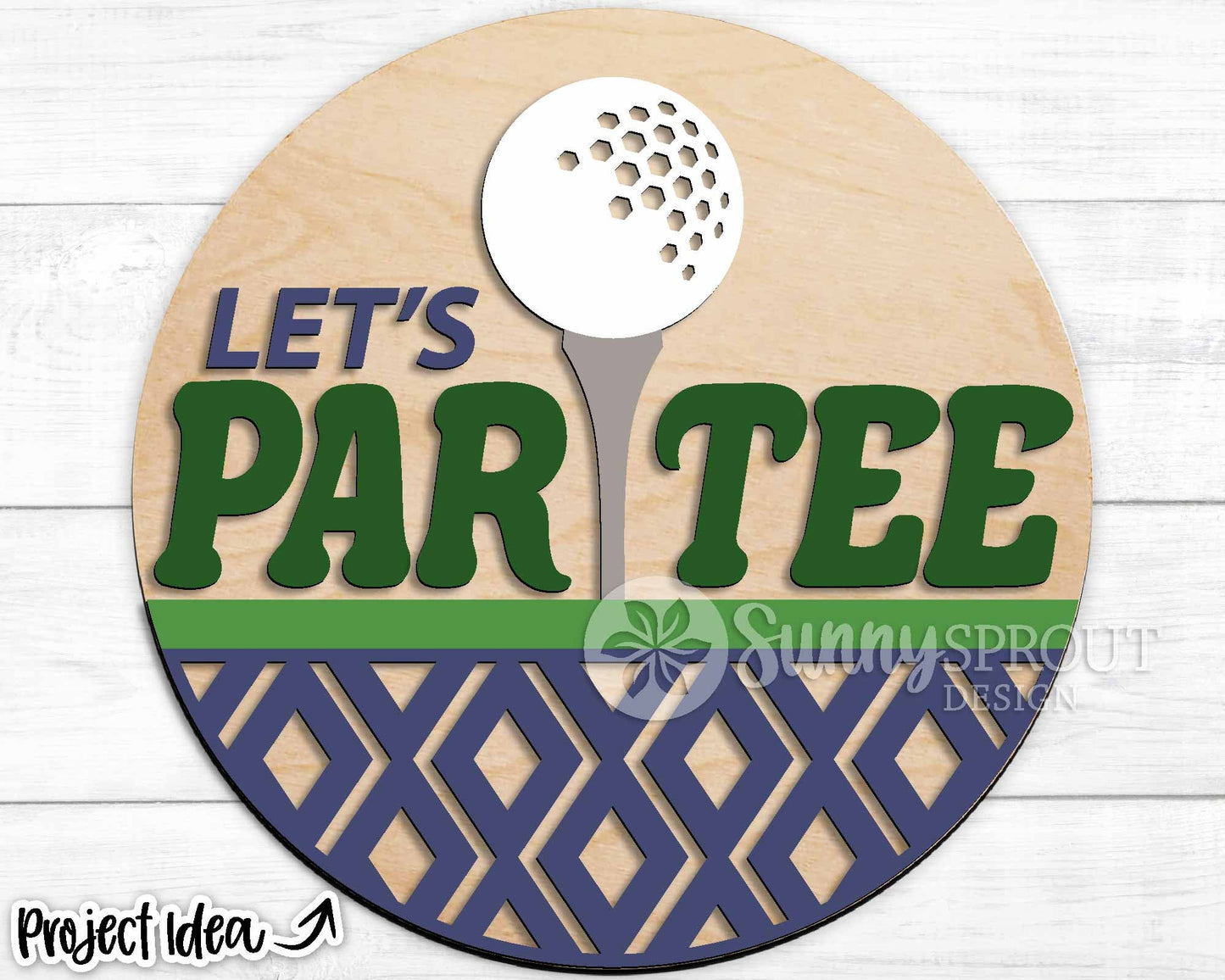 Let's Par Tee Golf Sign, Digital Download, SVG Laser Cut File, Cricut, Round Door Hanger Wall Art Design, Sports Decor