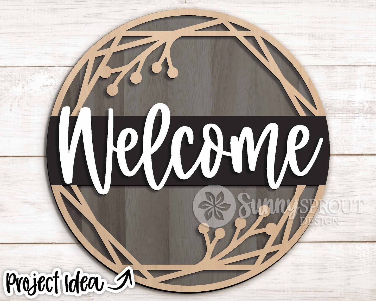 Geometric Hexagon Welcome Sign, Digital Download, SVG Laser Cut File, Cricut, Farmhouse Round Door Hanger Design