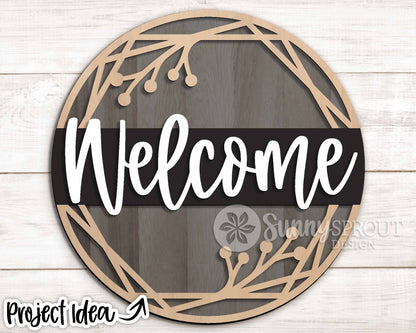 Geometric Hexagon Welcome Sign, Digital Download, SVG Laser Cut File, Cricut, Farmhouse Round Door Hanger Design