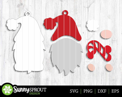 Christmas Santa Gnome Ornament Bundle, Digital download, SVG laser cut file, Cricut