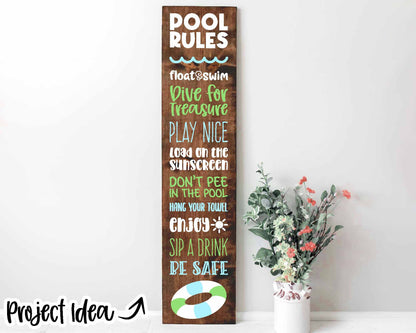Pool Rules Word Art Sign, Digital Download, Cricut SVG Cut File, Summer Vertical Porch Leaner Design