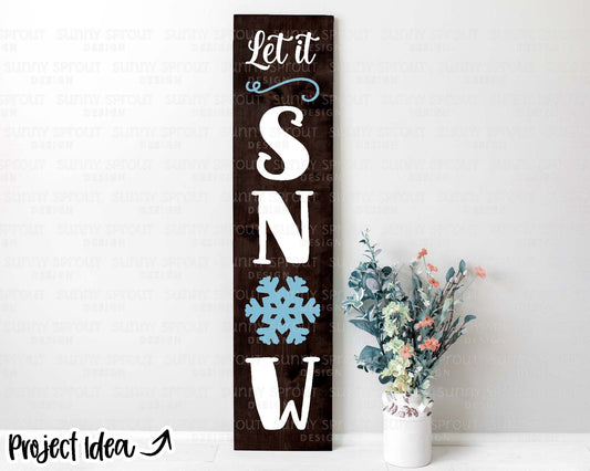 Let it Snow Snowflake; Digital Download | Print File, Cricut, Silhouette Cut File | Winter Front Door Porch Sign Design | svg png dxf eps