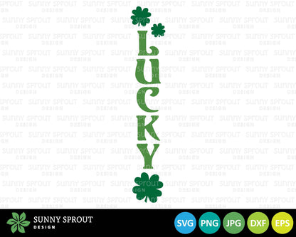 Lucky Shamrock Porch Sign SVG, Digital download, Cricut cut file, Silhouette, St. Patrick's Day door leaner design