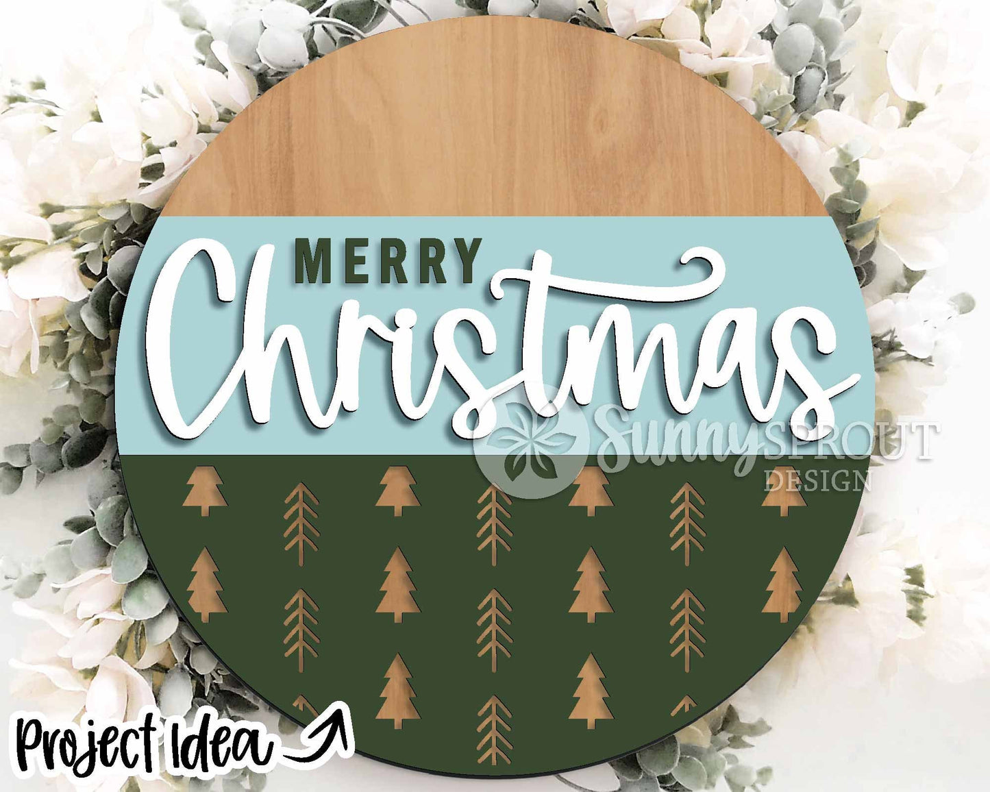 Christmas Laser Sign Bundle 2, Round door hanger, Glowforge laser file, Cricut, Holiday welcome svg, Christmas tree decor