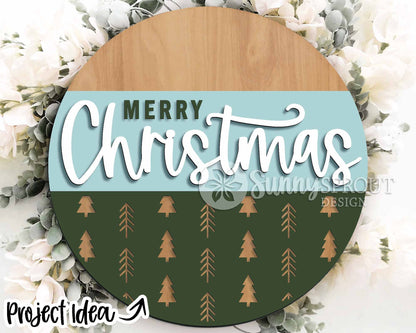 Christmas Laser Sign Bundle 2, Round door hanger, Glowforge laser file, Cricut, Holiday welcome svg, Christmas tree decor
