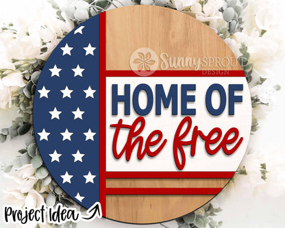 Patriotic Laser Sign Bundle 2, Round door hanger svg, Glowforge laser file, Cricut, Independence Day svg, 4th July decor