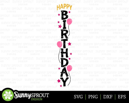 Happy Birthday Balloon Porch Sign, Digital download, Cricut SVG cut file, Silhouette, Porch leaner design, Welcome sign svg