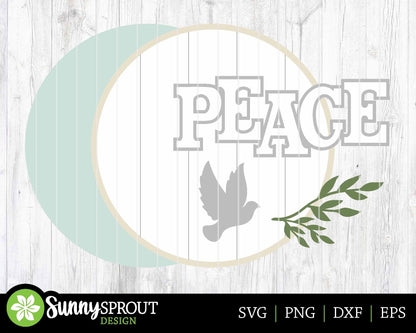 Peace Dove Branch Sign, Digital Download, SVG Laser Cut File, Cricut, Round Door Hanger Design, Christmas Decor