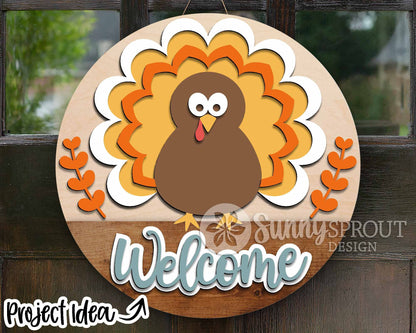 Thanksgiving Laser Sign Bundle, Round door hanger, Glowforge laser file, Cricut cut svg, Silhouette, Fall welcome sign