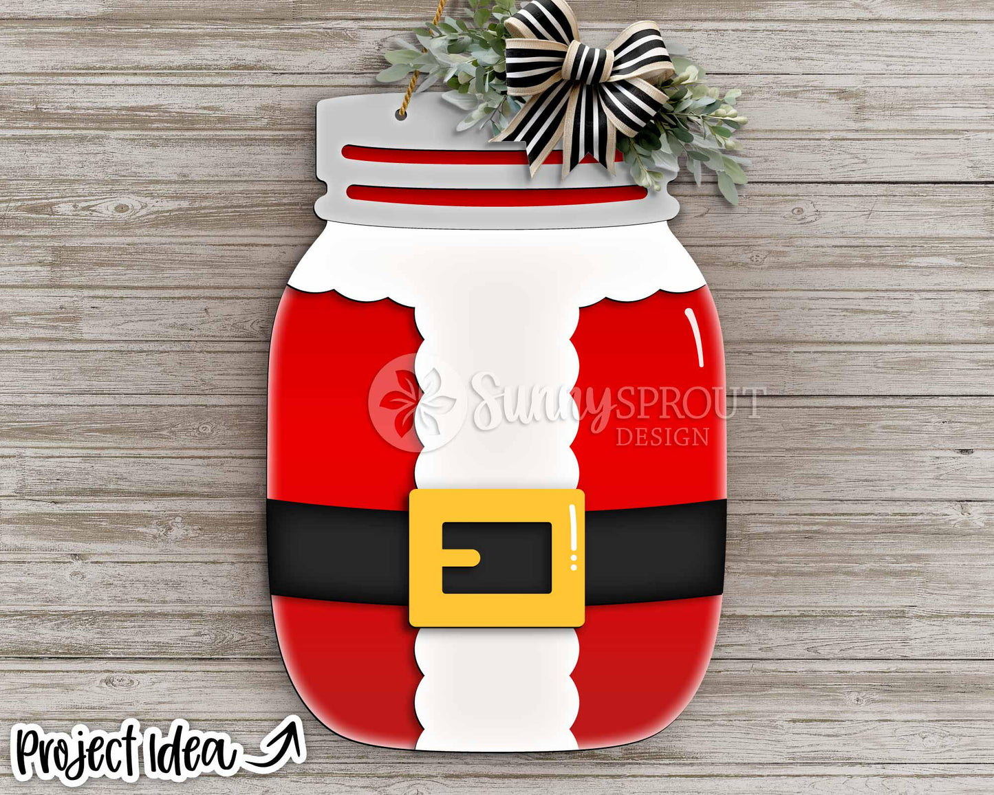 Santa Belt Mason Jar Sign, Digital download, SVG laser cut file, Cricut, Door hanger design, Christmas decor