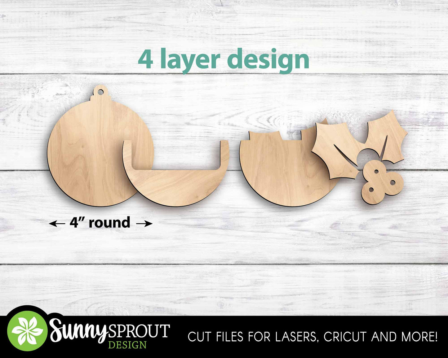 Gift Card Holder Holly Ornament, Digital download, SVG laser cut file, Cricut, Christmas design
