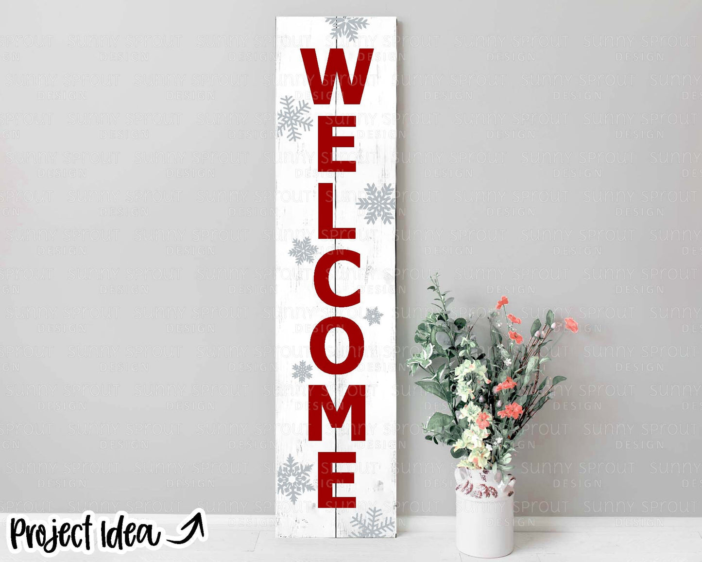 Welcome Snowflake Porch Sign Digital Download | Print File, Cricut, Silhouette Cut File | Winter Front Door Sign Design | svg png dxf eps