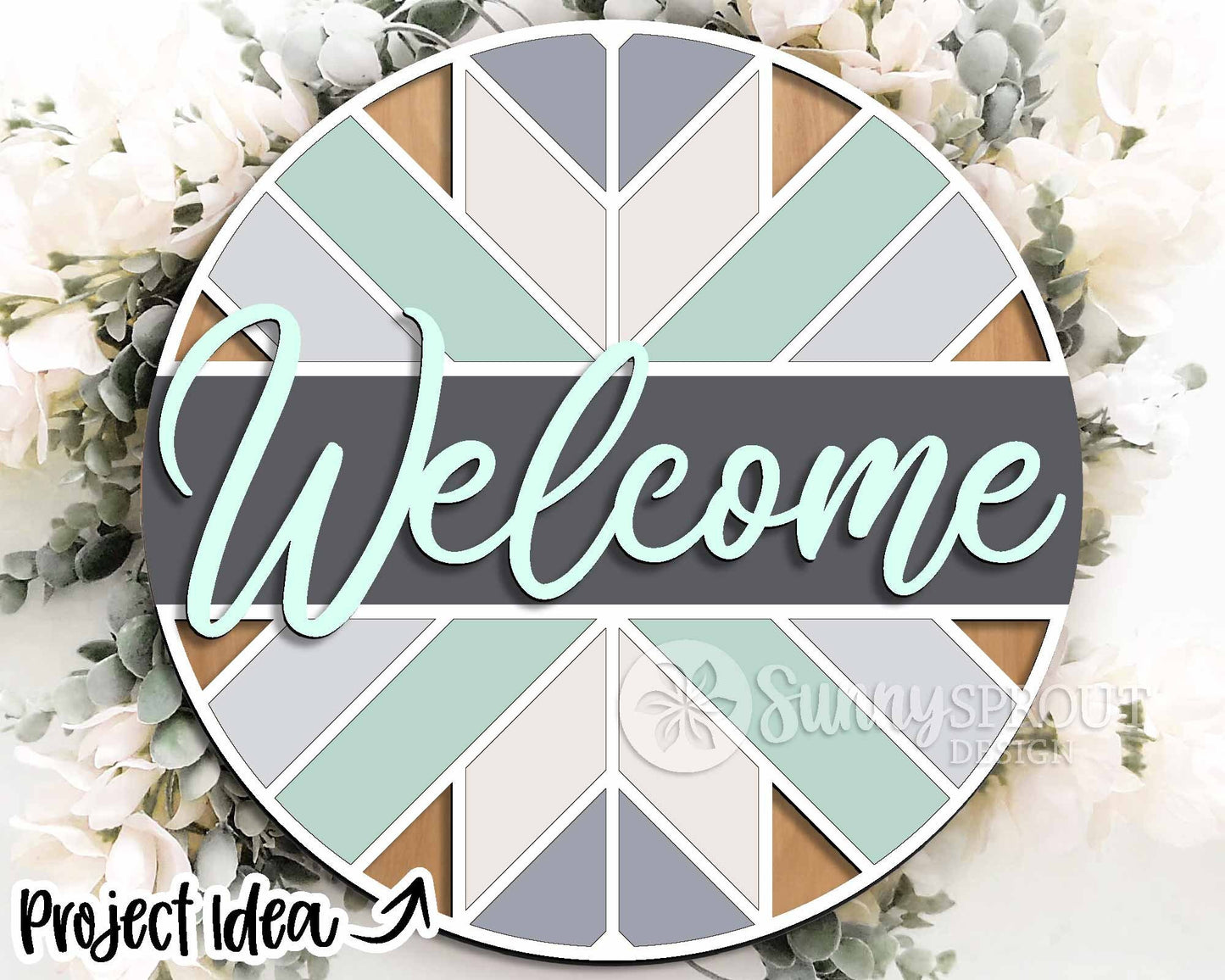Geometric Laser Sign Bundle, Round door hanger svg, Glowforge laser file, Cricut cut file, Front door welcome sign svg