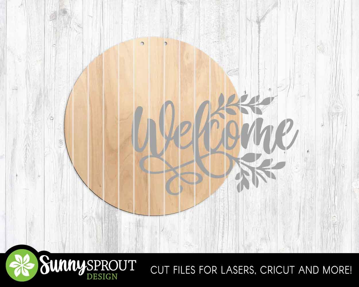Welcome Branch Sign, Digital Download, SVG Laser Cut File, Cricut, Farmhouse Round Door Hanger Design