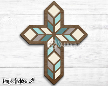 Barn Quilt Pattern Cross SVG, Digital download, SVG Laser cut file, Cricut, Door hanger design, Christian Easter decor