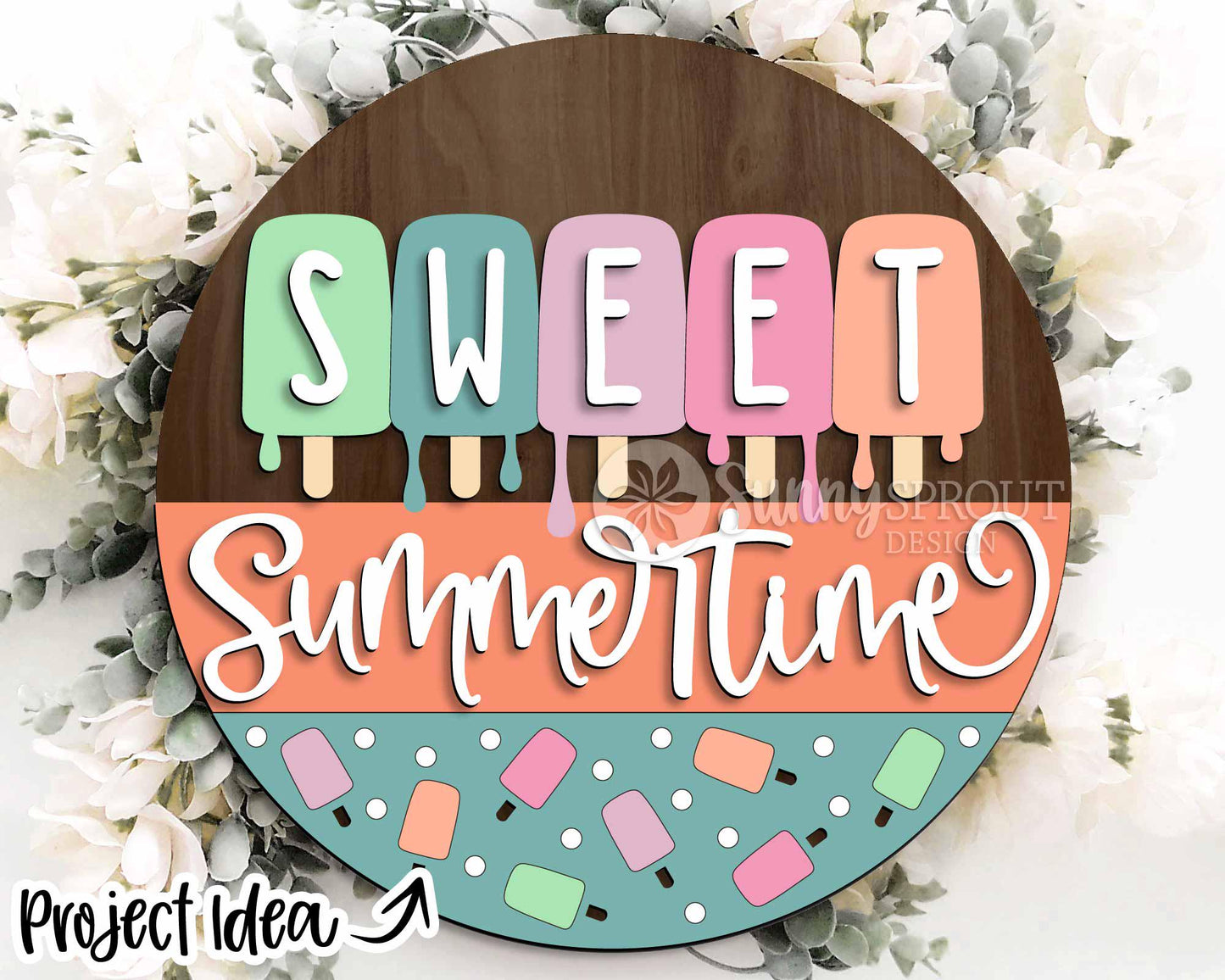 Summer Laser Sign Bundle 5, Round door hanger svg, Glowforge laser file, Cricut, Front door welcome sign, Hello summer svg