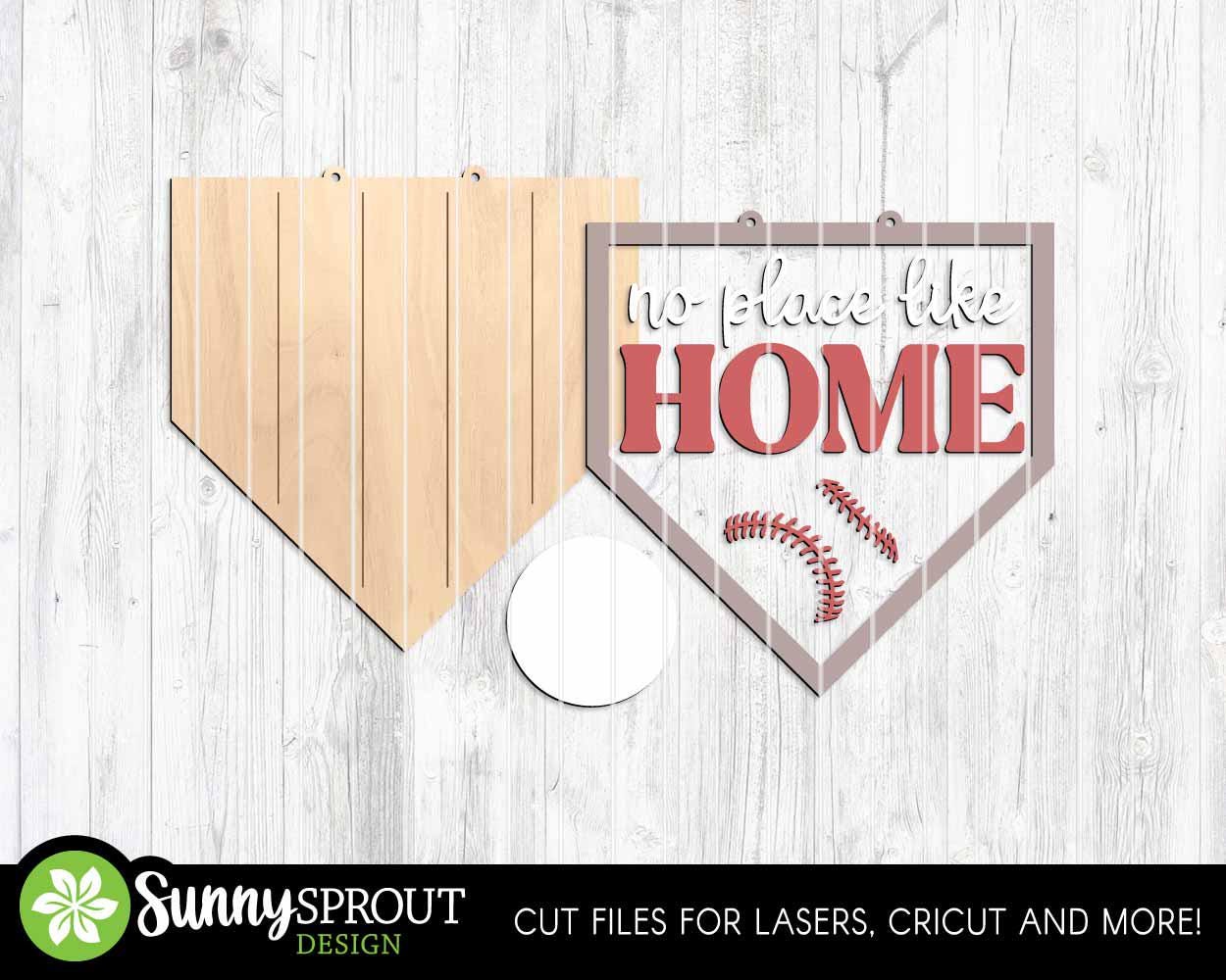 No Place Like Home Baseball Sign, Digital Download, SVG Laser Cut File, Cricut, Door Hanger Wall Art Design, Sports Decor