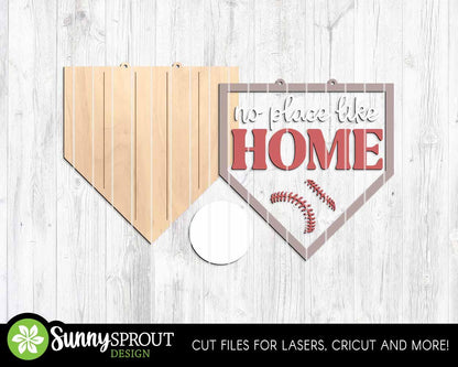 No Place Like Home Baseball Sign, Digital Download, SVG Laser Cut File, Cricut, Door Hanger Wall Art Design, Sports Decor