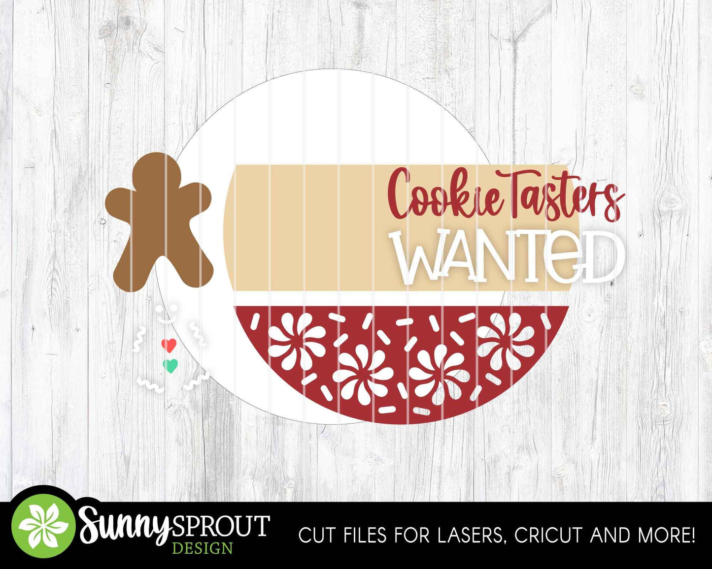 Cookie Tasters Wanted Gingerbread Sign, Digital Download, SVG Laser Cut File, Cricut, Round Door Hanger Design, Christmas Baking Decor