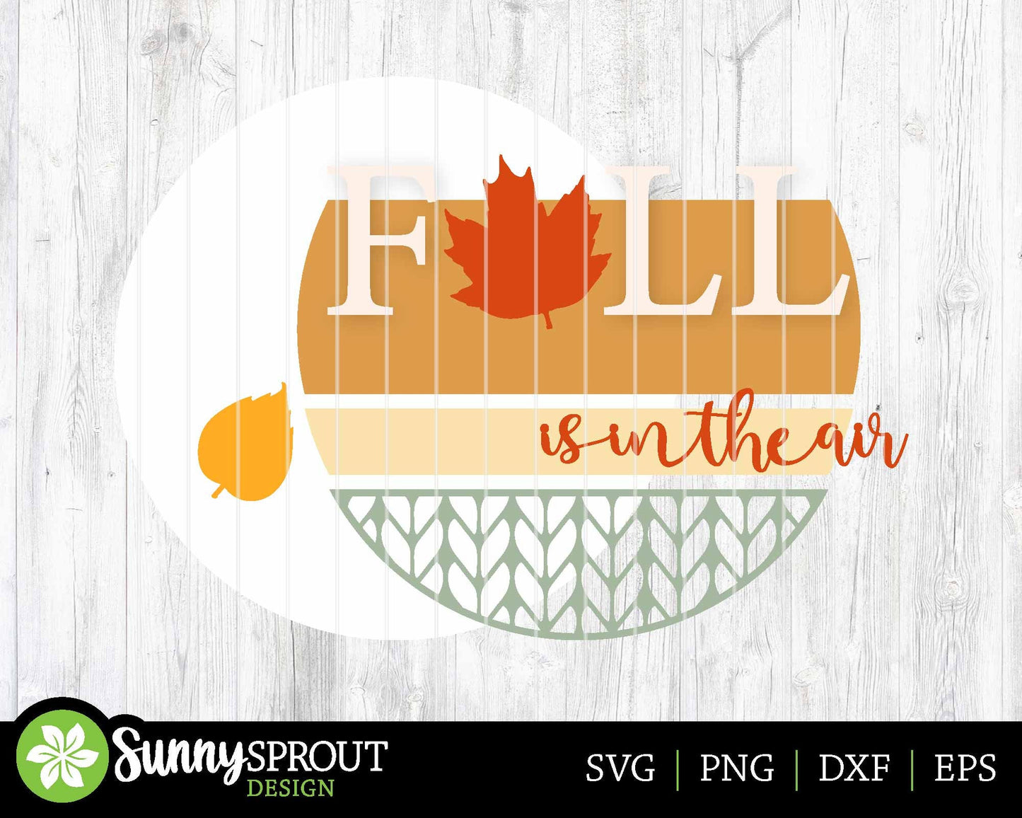 Fall Is In The Air Leaf Sweater Pattern Sign, Digital Download, SVG Laser Cut File, Cricut, Round Door Hanger Design