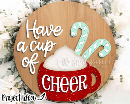 Christmas Laser Sign Bundle 4, Round door hanger, Glowforge laser cut file, Holiday welcome sign svg, Winter decor svg