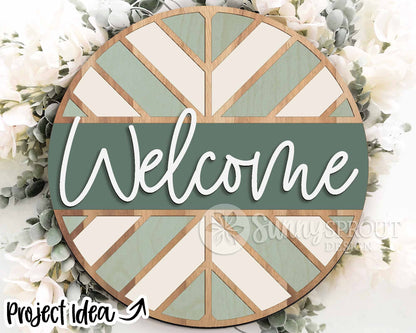 Geometric Laser Sign Bundle, Round door hanger svg, Glowforge laser file, Cricut cut file, Front door welcome sign svg