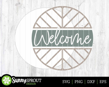 Chevron Geometric Welcome Sign, Digital Download, SVG Laser Cut File, Cricut, Round Door Hanger Design, Patriotic 4th of July Decor