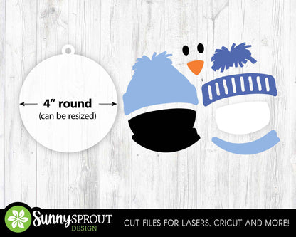 Christmas Ornament Bundle, Digital download, SVG laser cut file, Cricut, Santa snowman reindeer design