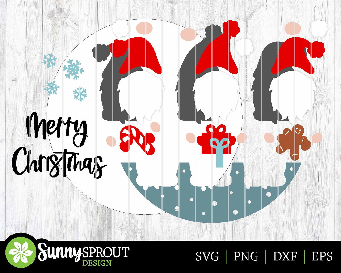 Merry Christmas Gnomes Sign, Digital Download, SVG Laser Cut File, Cricut, Round Door Hanger Design, Holiday Decor