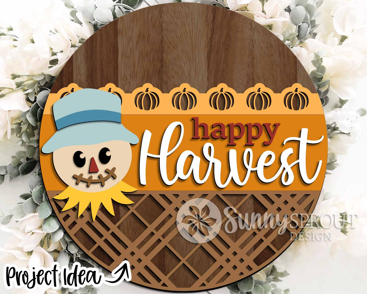 Autumn Laser Sign Bundle 1, Round door hanger, Glowforge laser file, Cricut, Fall welcome sign svg, Hello pumpkin svg