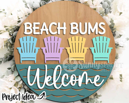 Beach Theme Sign Bundle 2, Round door hanger svg, Glowforge laser file, Cricut, Front door welcome sign, Ocean decor svg