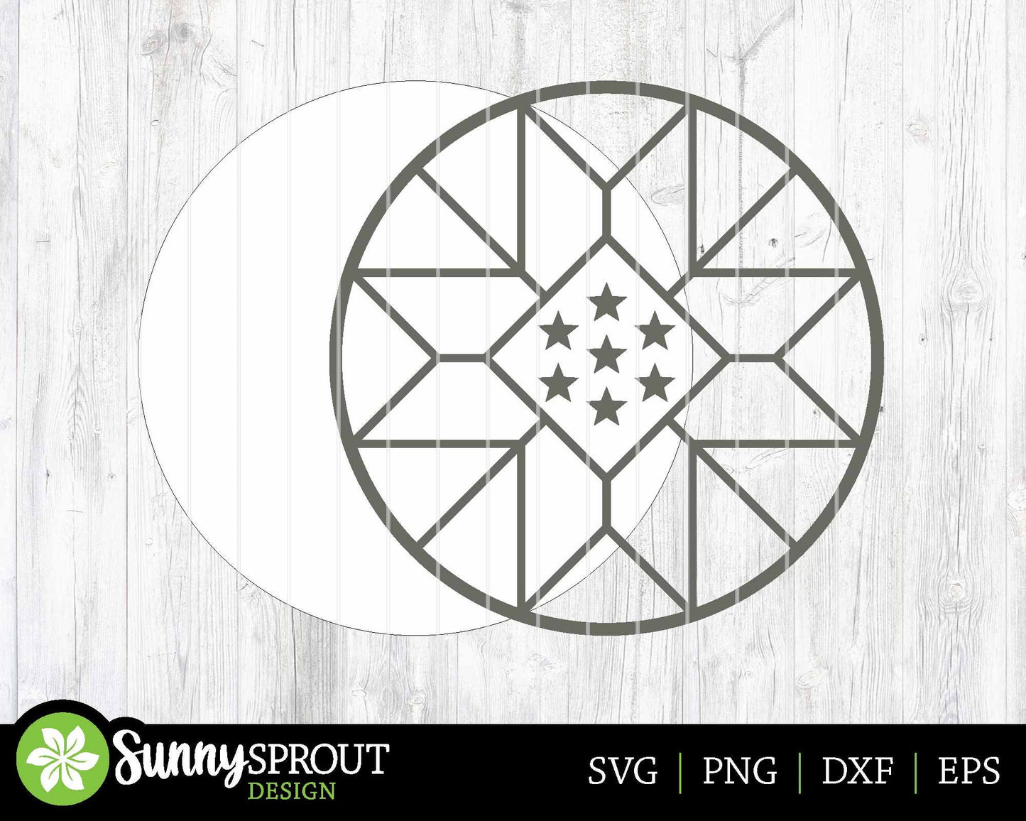 Patriotic Barn Quilt Sign, Digital Download, SVG Laser Cut File, Round Door Hanger Design, Patriotic 4th of July Decor
