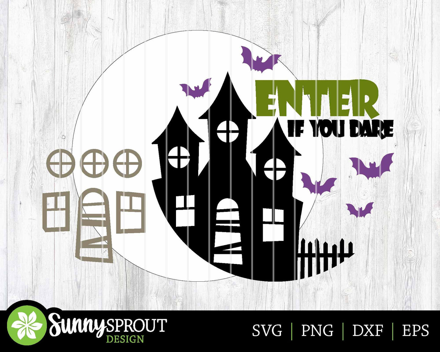 Enter If You Dare Haunted House Sign, Digital Download, SVG Laser Cut File, Cricut, Round Halloween Door Hanger Design