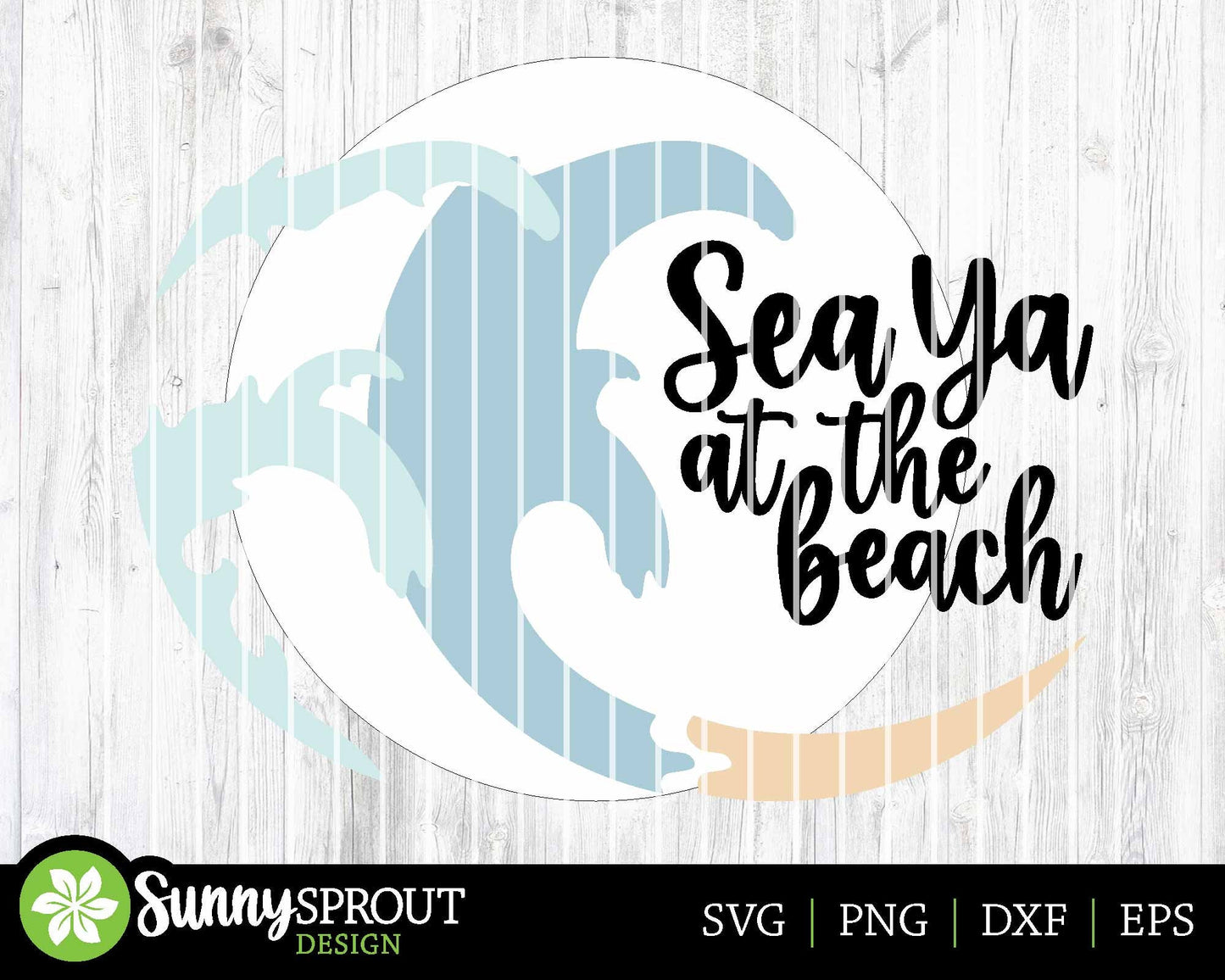 Sea Ya at The Beach Wave Sign, Digital download, SVG Laser cut file, Cricut, Round door hanger wall art design, Ocean coastal decor