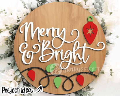 Christmas Laser Sign Bundle 4, Round door hanger, Glowforge laser cut file, Holiday welcome sign svg, Winter decor svg