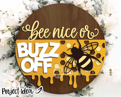 Honey Bee Laser Sign Bundle, Round door hanger svg, Glowforge laser file, Cricut, Front door welcome sign, Bee honeycomb