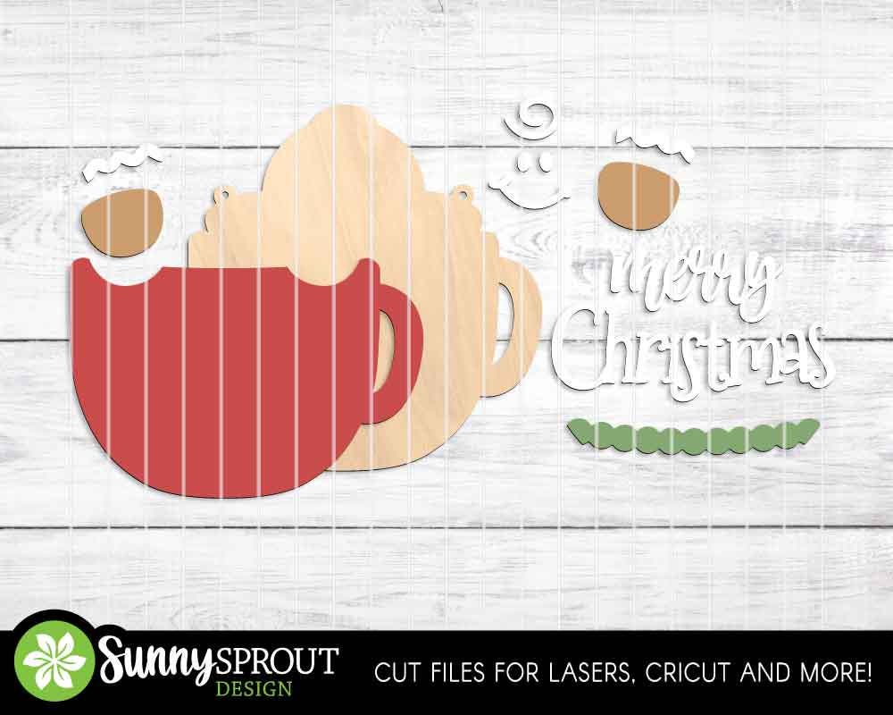 Merry Christmas Gingerbread Mug Sign, Digital Download, SVG Laser Cut File, Cricut, Door Hanger Wall Art Design