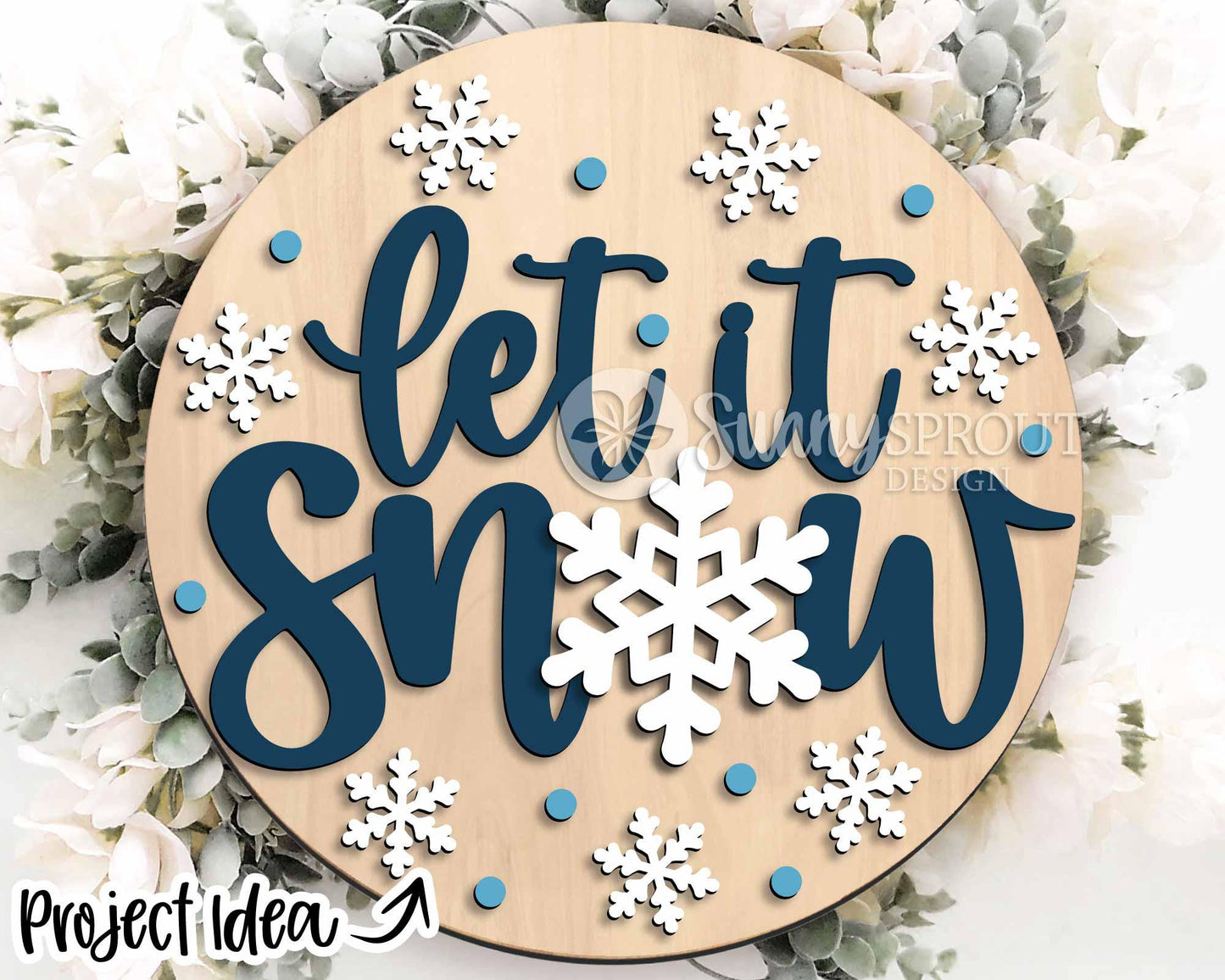 Winter Laser Sign Bundle 2, Round door hanger SVG, Glowforge laser file, Cricut cut file, Holiday welcome sign svg