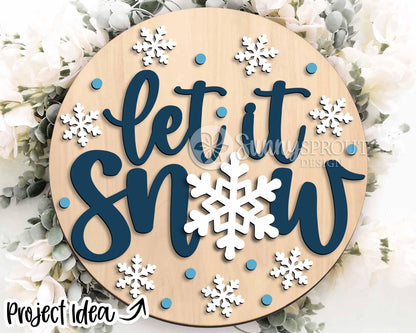 Winter Laser Sign Bundle 2, Round door hanger SVG, Glowforge laser file, Cricut cut file, Holiday welcome sign svg