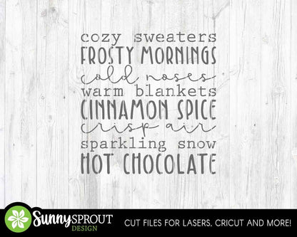 Winter Words SVG Cut File, Cricut cut file, Silhouette png, Winter craft file, Christmas sign svg, Shirt and mug design
