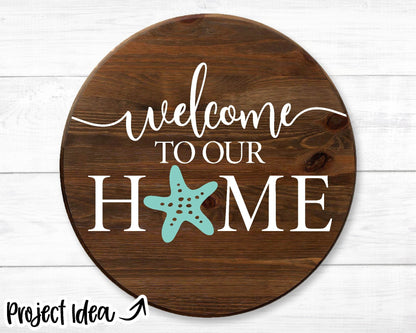 Welcome To Our Home Interchangeable Graphics Sign, Digital Download, Cricut SVG Cut File, Silhouette, Round Door Hanger Design