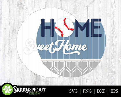 Home Sweet Home Baseball Softball Sign, Digital Download, SVG Laser Cut File, Cricut, Door Hanger Design, Sports Decor
