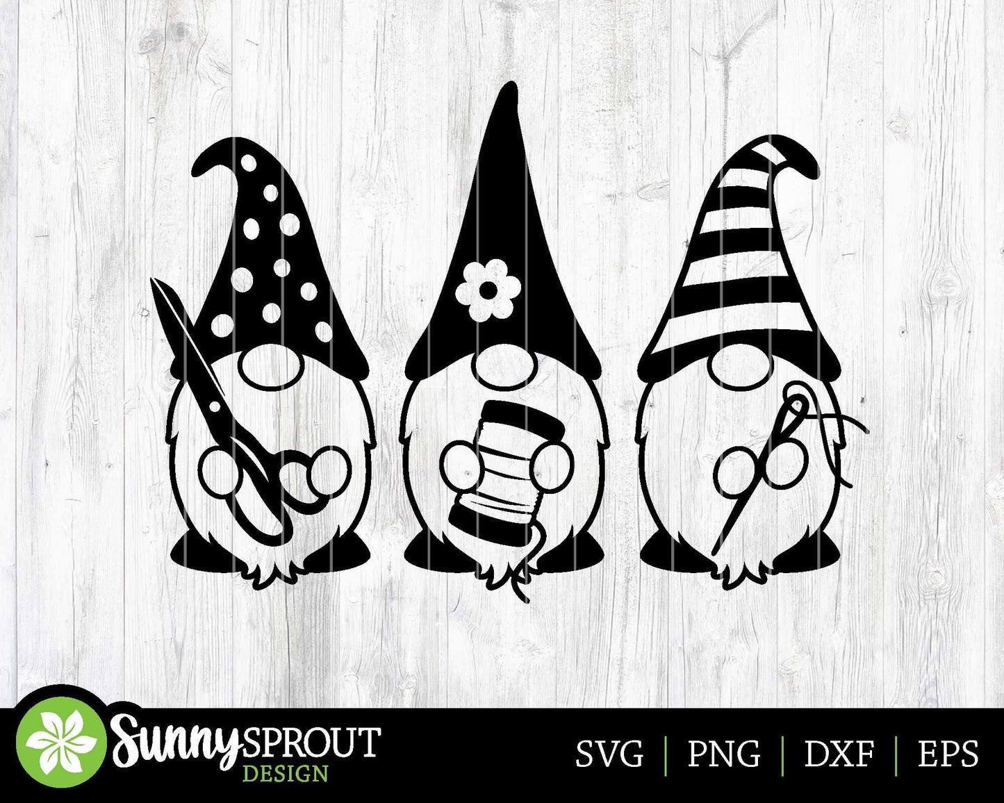 Three Gnomes Sewing Notions SVG, Digital download, Cricut cut file, Silhouette, Sewing quilting embroidery design