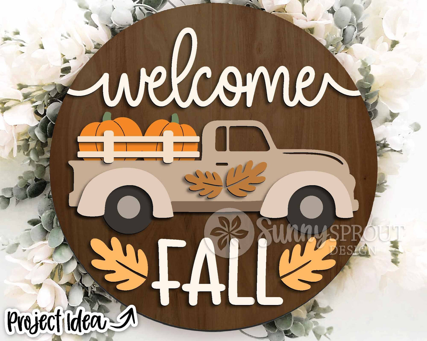Fall Laser Sign Bundle 3, Round door hanger, Glowforge laser file, Cricut, Autumn welcome sign svg, Hello Fall pumpkin svg