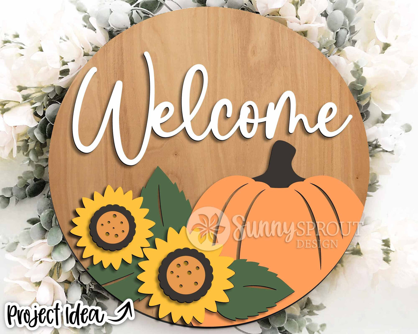 Fall Laser Sign Bundle 4, Round door hanger, Glowforge laser file, Cricut, Autumn welcome sign svg, Hello Fall pumpkin svg