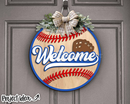 Welcome Baseball Glove Sign, Digital Download, SVG Laser Cut File, Cricut, Door Hanger Design, Sports Decor